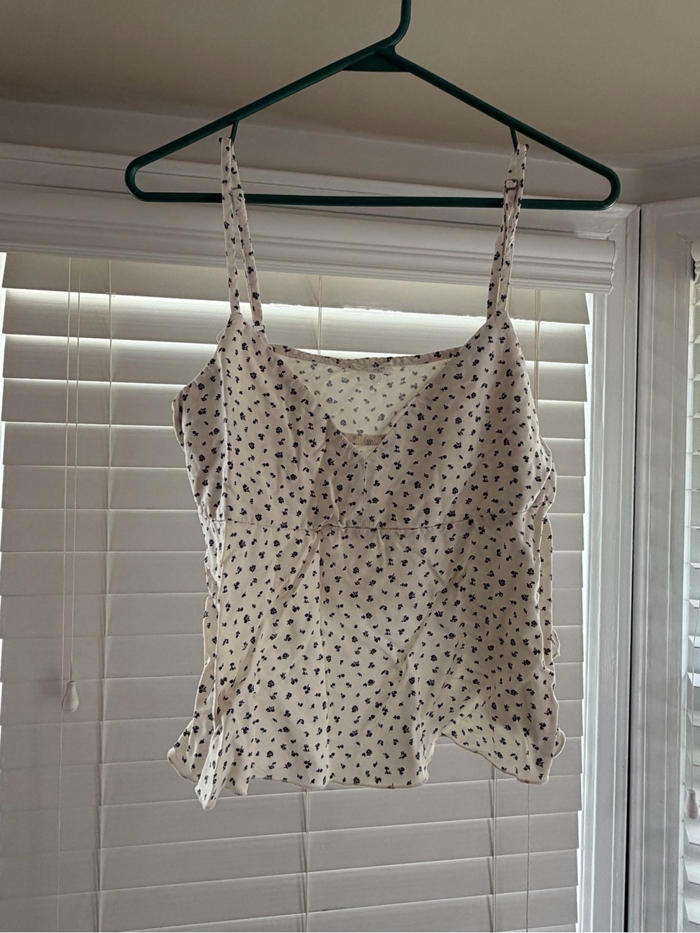 Brandy Melville Cream Floral Spaghetti Strap Cami